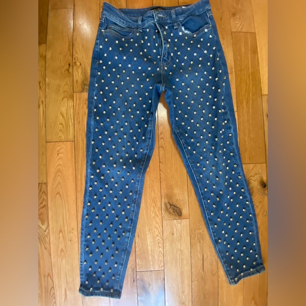 bedazzled blue jeans